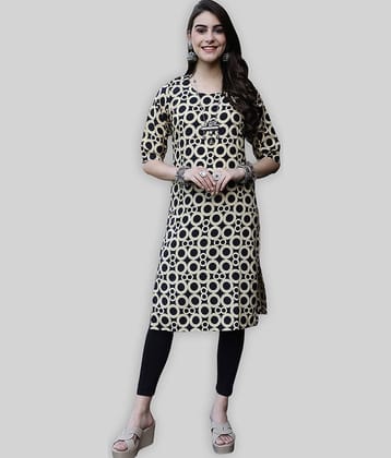 7Threads Crepe Printed Straight Women's Kurti - Black ( Pack of 1 )