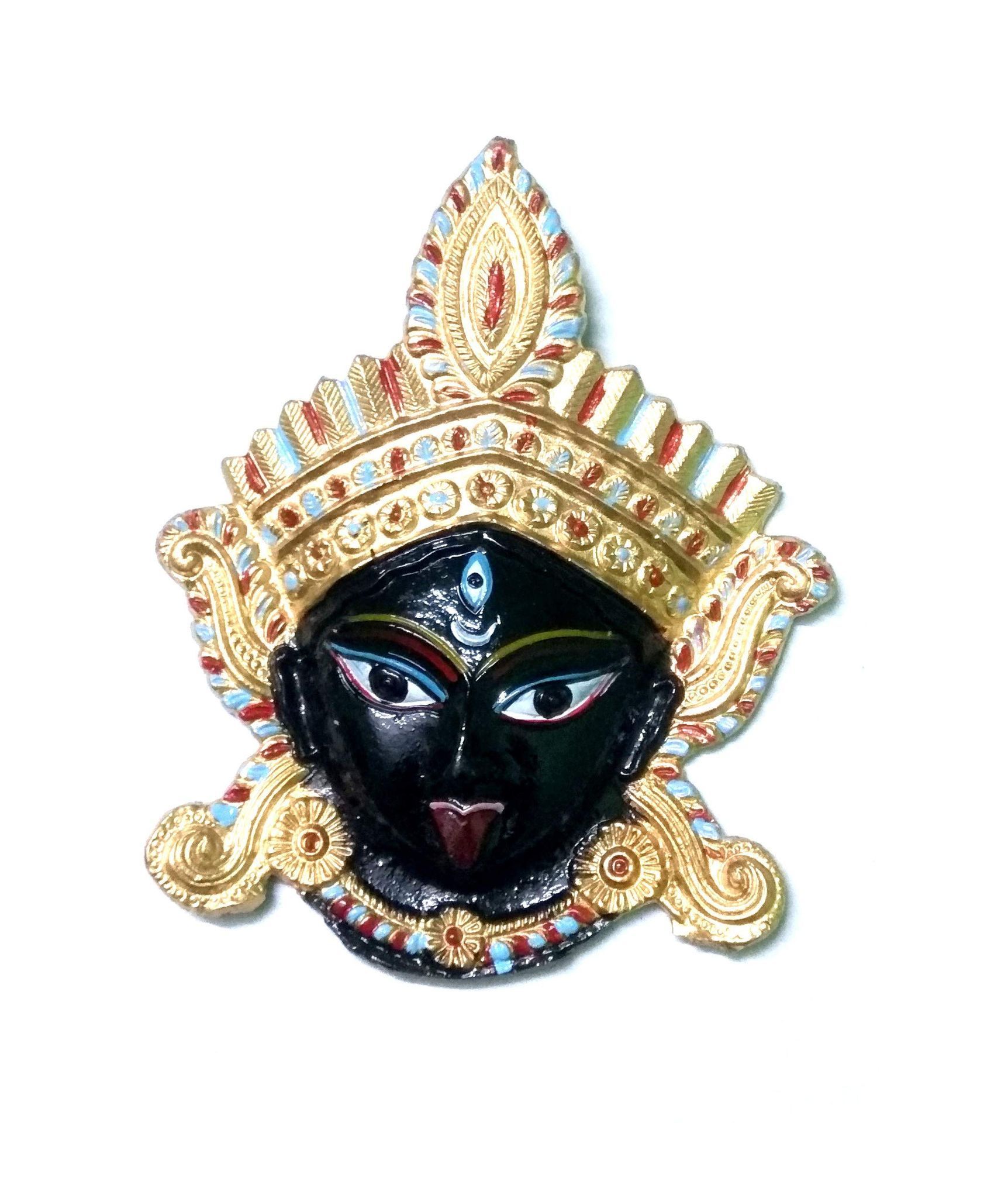 Nawani Maha Kali Brass Idol Statue Wall Hanging Metal Home Decor, Size 18/15 cm