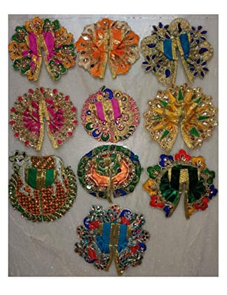 VARNI Creation Ladoo Gopal Shringar Set Fancy Quality (Diameter : Approx 4 inch) Set of 10 Pieces and Design