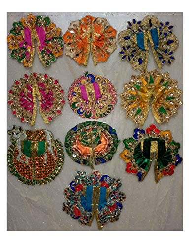 VARNI Creation Ladoo Gopal Shringar Set Fancy Quality (Diameter : Approx 4 inch) Set of 10 Pieces and Design