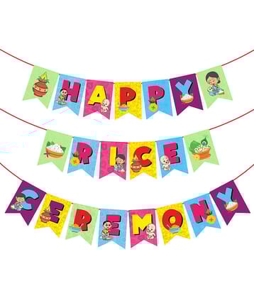 Zyozi Happy Rice Ceremony Banner/Annaprashan Decoration Items/Rice Ceremony Decorations Items/Happy Rice Ceremony Banner/Baby Photoshoot Banner for Rice Ceremony