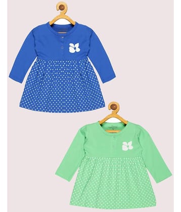 Babeezworld Pack of 2 Baby Girls Cotton Dress ( Blue & Green )