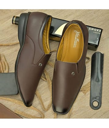 John Karsun Brown Men's Slip On Formal Shoes