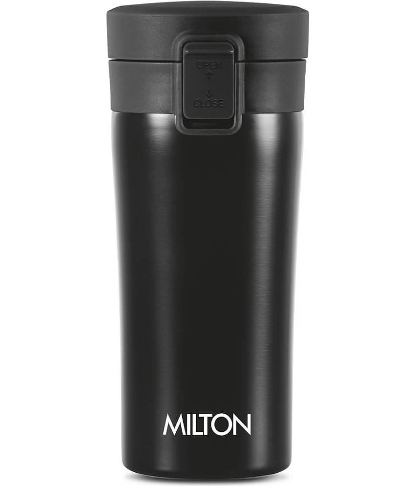 Milton Thermosteel Vacuum Insulated Coffee Mug, 300 ml, Black | Hot & Cold Flask | Leak Proof | Rust Proof | Thermos | Soup Flask| Juice Mug | Water Flask| Tea Mug