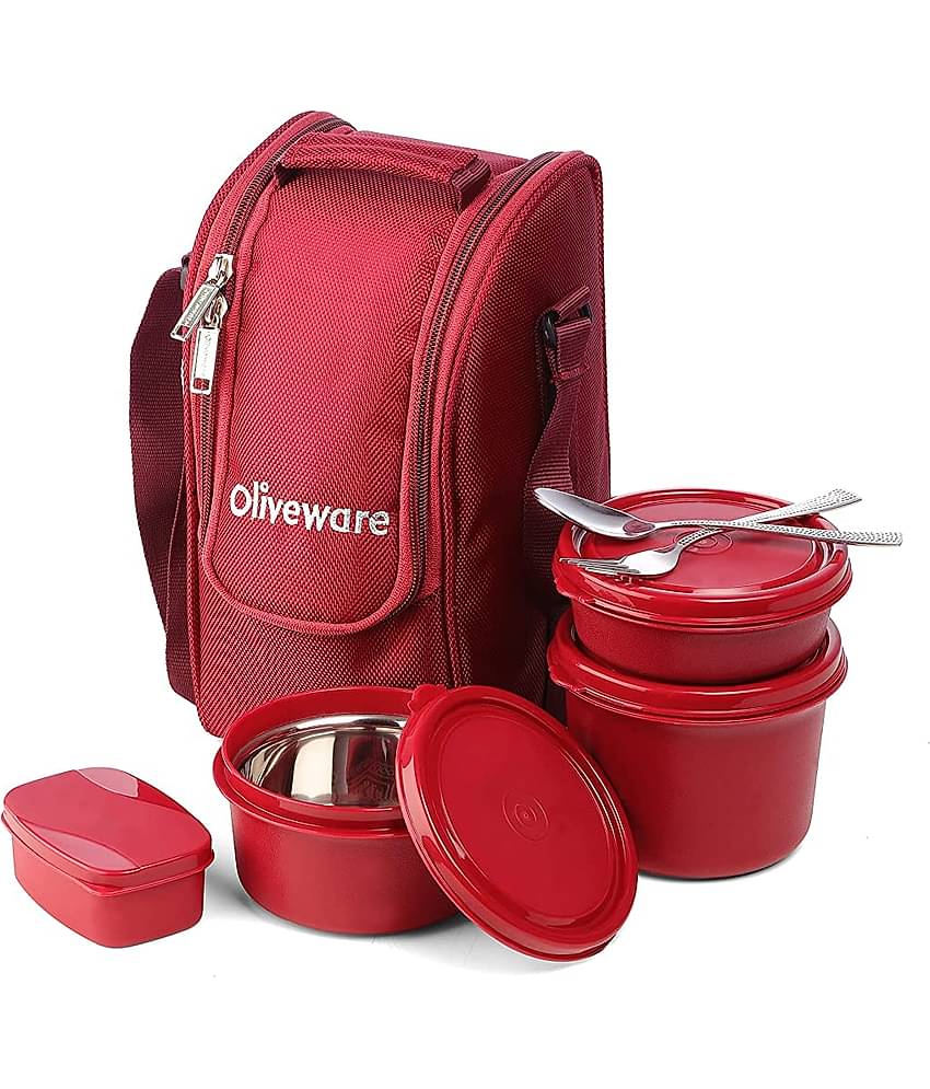 Oliveware Executive Microwave Stainless Steel Lunch Box 3 Container (Pack of 1)