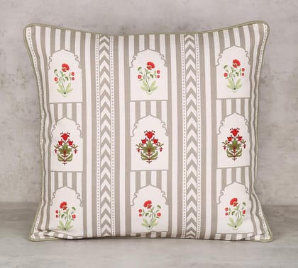 India Circus Grey Spell - Cotton Duck Cushion Cover- 12 X 12 Inch