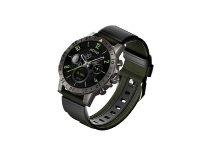 ACwO FwIT Biz AMOLED DISPLAY Smartwatch, AI Assistant Support, Functional Crown, 100+ Sports Mode, Bluetooth Calling, Health Monitoring - Army-Green