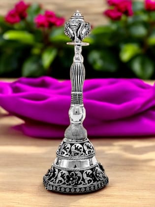 Pure Silver 3D Shanku Chakram Bell-40 gm / 2.5 inch