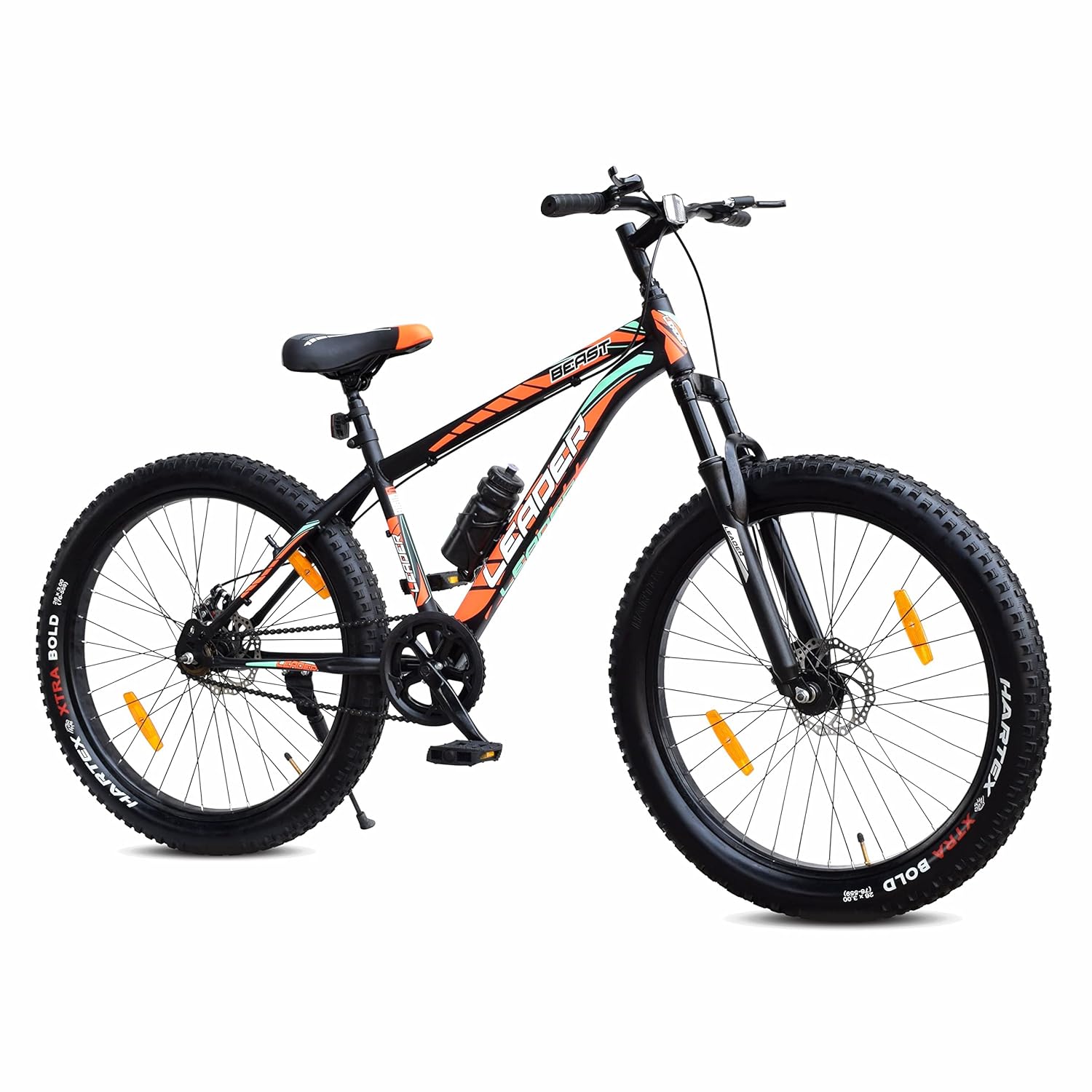 Leader Beast 26X300 Fat Bike/Cycle With Front Suspension& Dual Disc Brake_Single Speed 26 T Fat Tyre Cycle (Single Speed, Black)