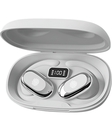 VEHOP S300 OWS Open Ear Wireless Earbuds with Display, ENC Mic for Crystal-Clear Calls, 60hr Playtime with Type-C Fast Charging, BT5.4 Gaming Bluetooth Earphones, Touch Control Sports Headphone.