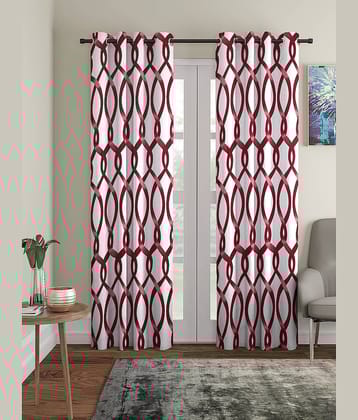 Cortina - Geometric Printed Room Darkening Eyelet Curtain-7 Ft-pack of 2