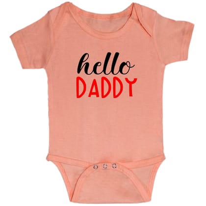 Peach Hello Daddy Cotton Romper For 6 To 12 Months