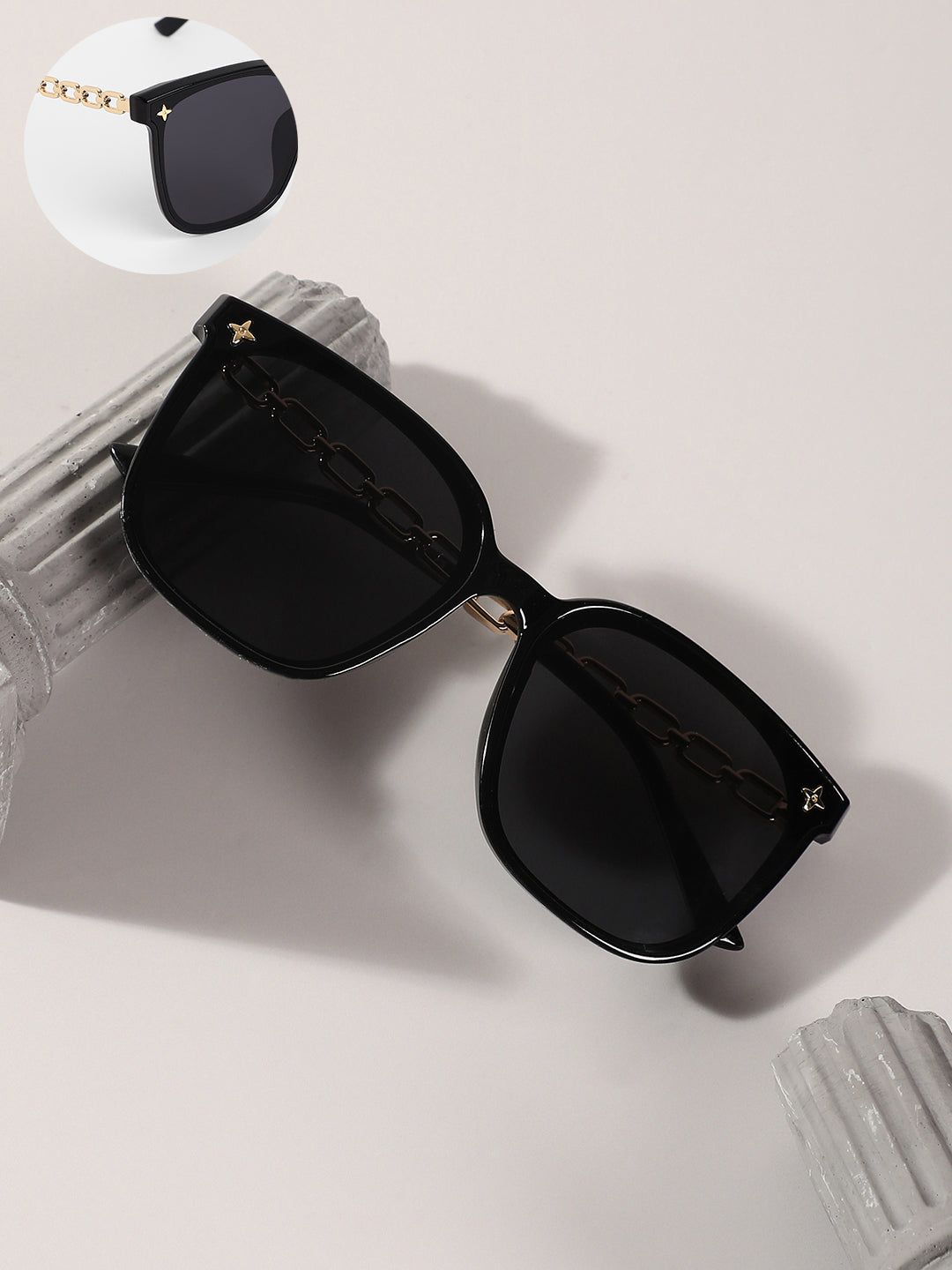 The Chainlink Wayfarer Sunglasses - Onyx Black-Sunglass