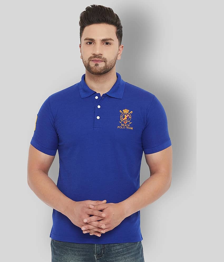 The Million Club Pack of 1 Polyester Regular Fit Solid Half Sleeves Men's Polo T Shirt ( Blue )