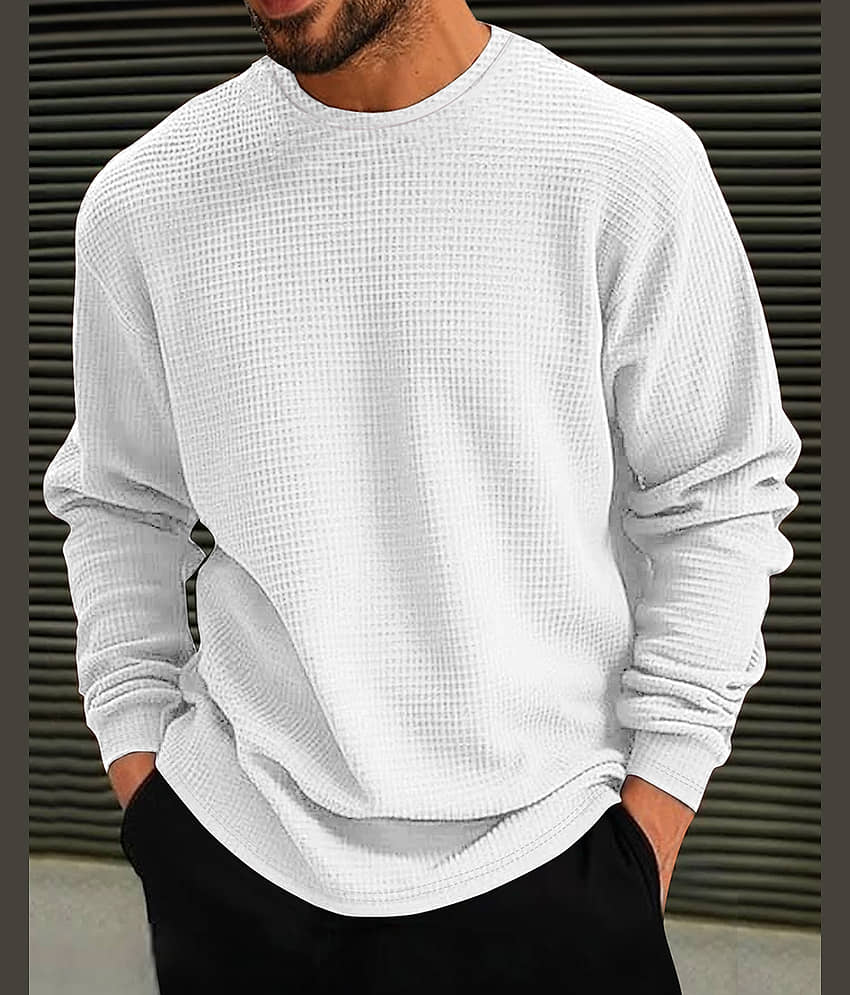 Eyebogler Men Cotton Blend Oversized Fit Self Design T-Shirt ( Charcoal Grey )