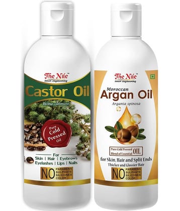 The Nile Castor Oil 150 ML + Argan Oil 200 ML Hair Oil 350 mL Pack of 2