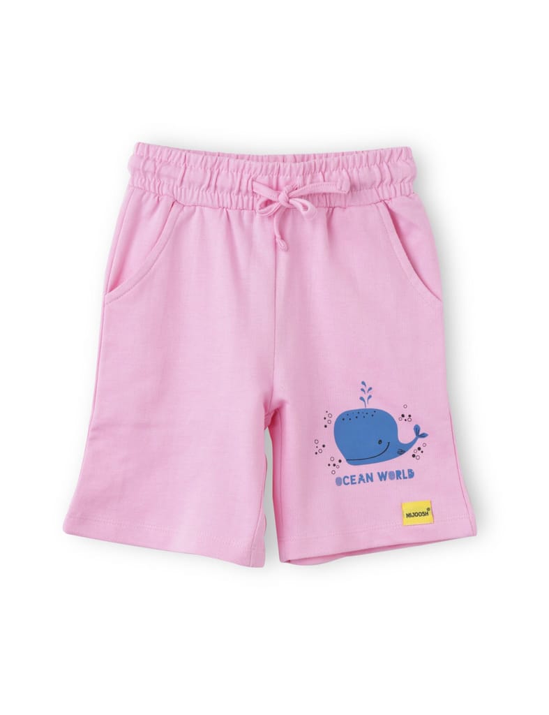 Latest Kids Girls Shorts Cotton French Terry Bon Bon Pink Baby Shark 2025 at ShopCircuit | ONDC