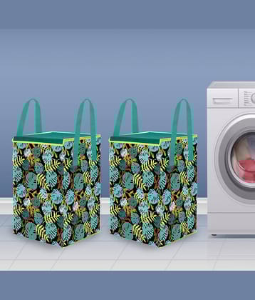 PrettyKrafts Laundry Basket for Clothes with lid & Handles Large (70 LTR) - Pack of 2