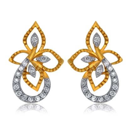 Senco Gold Glimmer Curvy Diamond Studs (2.5 gram / 0.17 Ct / HI-SI / 14K Yellow Gold)