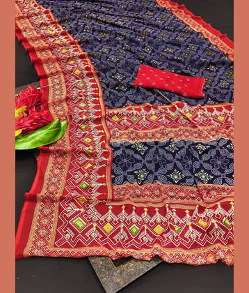 Kanooda Prints Georgette Printed Saree With Unstitched Blouse Piece ( Maroon )