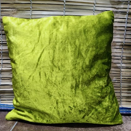 16"  Green Viscose Velvet Both Side Cushion Cover/Throw Pillow-Sale-16 x 16 inches