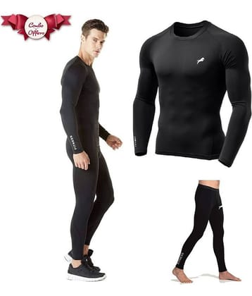 Just Rider Gym T-Shirts for Man & Women & Full Length Compression Lower(Pack of 2)