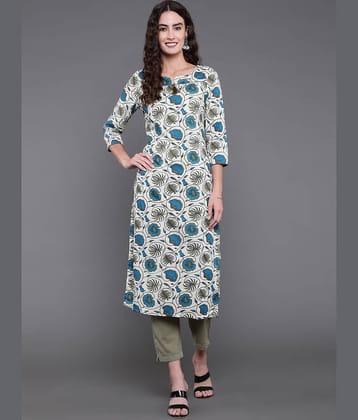 Antaran Rayon Printed Straight Women's Kurti - Cream ( Pack of 1 )