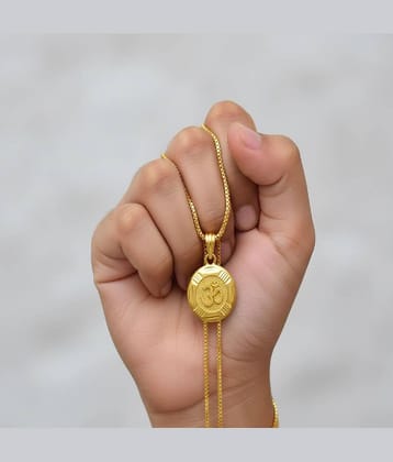 Charms Gold Religious Pendant With Chain ( Pack of 1 )