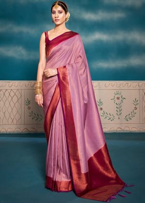 Lotus Purple Woven Kanjivaram Silk Saree