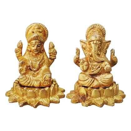 Brass Laxmi Ganesh Pair Idol Statue | Auspicious Diwali Puja Set, Height : 2 Inch (BSMAS892)