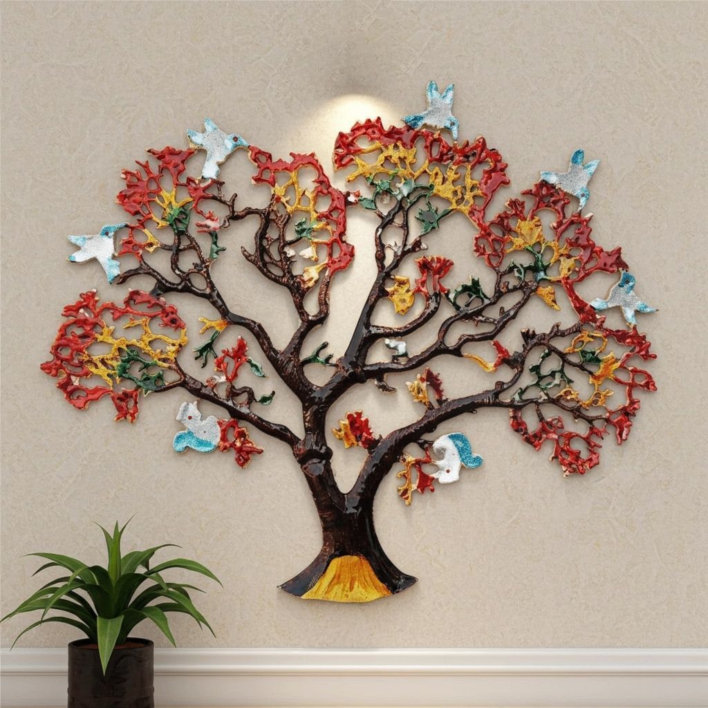 Aluminium Tree Wall Art Showpiece � Modern Decorative Piece, Height : 20.5 Inch (ZMAS046 X)