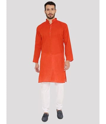 Maharaja - Orange Cotton Regular Fit Men's Kurta Pyjama Set ( Pack of 1 )