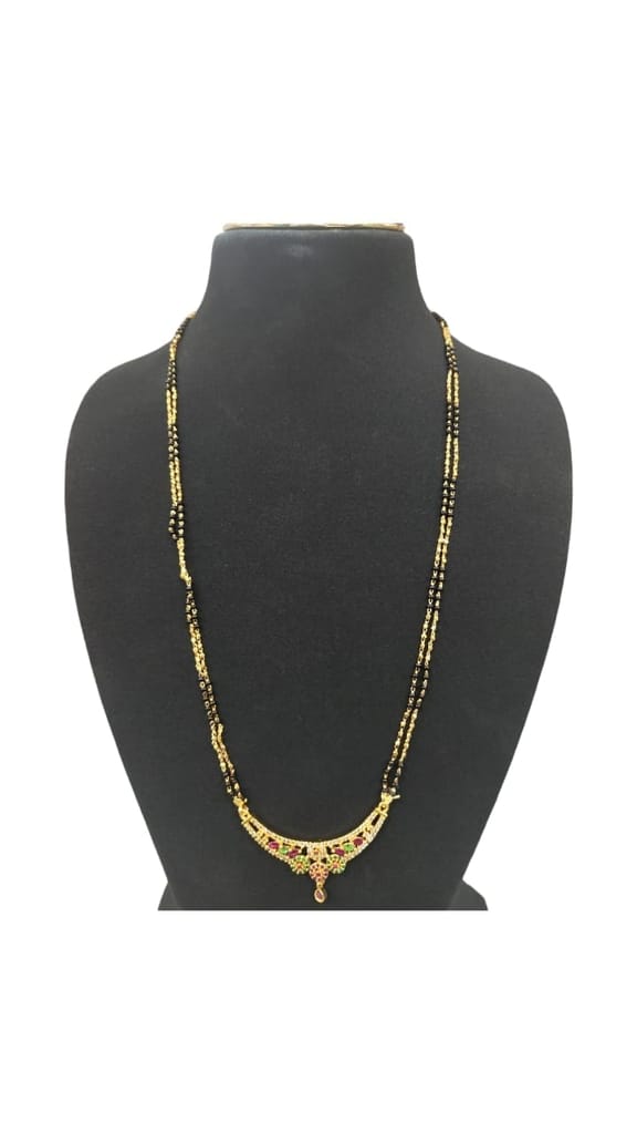 Gold Plated Traditional Long Mangalsutra Tanmaniya Necklace Chain for Women