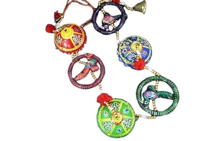 Handcrafted Wall Hanging with Decorative Spheres, Traditional Indian Design, Multicoloured Bells and Beads(Pack of 1) Handcrafted Wall Hanging with Decorative Spheres, Traditional Indian Design, Multicoloured Bells and Beads(Pack of 1)