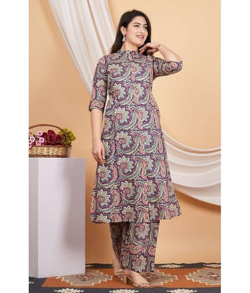 Vbuyz Cotton Printed Kurti With Palazzo Women's Stitched Salwar Suit - Green ( Pack of 1 )