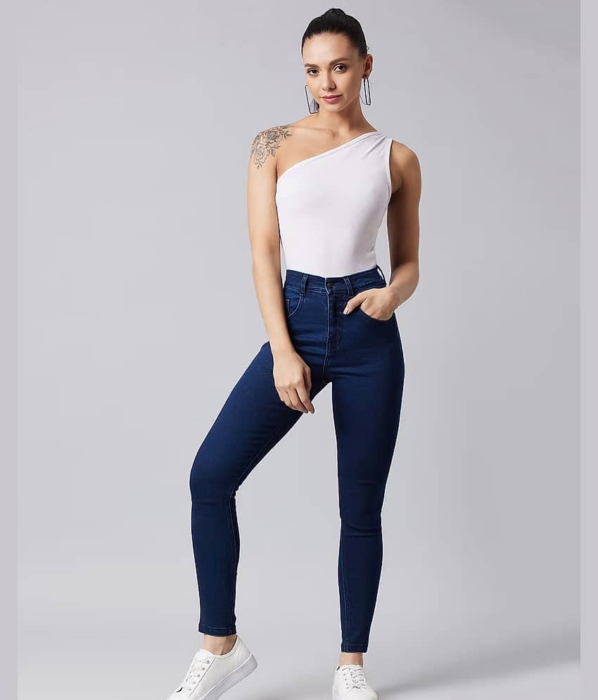 9x denims Women's Skinny Fit High-Rise Jeans ( Dark Blue )