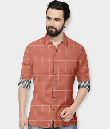 P&V CREATIONS - Orange Cotton Blend Regular Fit Men's Casual Shirt (Pack of 1)