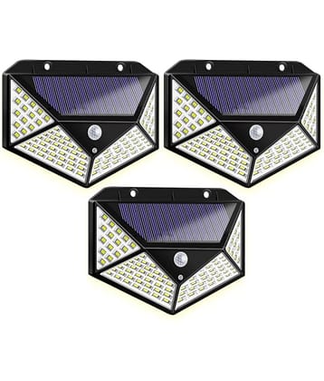 18-ENTERPRISE Solar Rechargable Light Outdoor 100 LEDs Solar Motion Sensor Light with Solar Panel and 3 Modes with IP65 Protection, Waterproof and Dustproof with Wide Angle Lighting (Pack of 3).