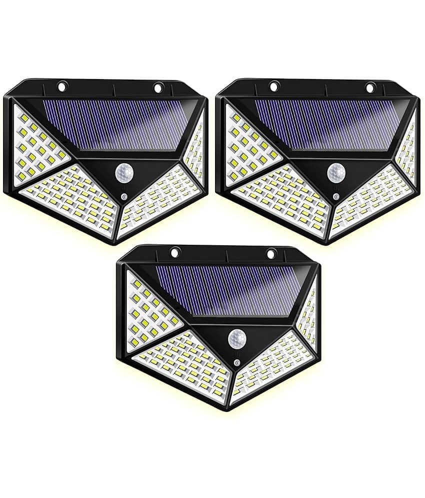 18-ENTERPRISE Solar Rechargable Light Outdoor 100 LEDs Solar Motion Sensor Light with Solar Panel and 3 Modes with IP65 Protection, Waterproof and Dustproof with Wide Angle Lighting (Pack of 3).