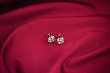 Princess Cut Solitaire Studs In Silver