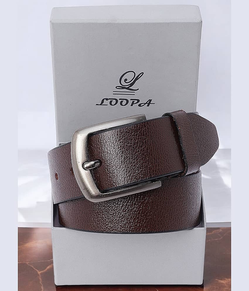 Loopa - Brown 100% Leather Men's Formal Belt ( Pack of 1 )