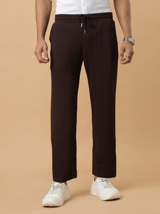 Coffee | Relaxed Fit Textured | Breathable & Durable Track Pants-S