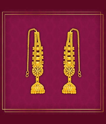 LUV FASHION Golden Ear Chain Earrings ( Pack of 1 )