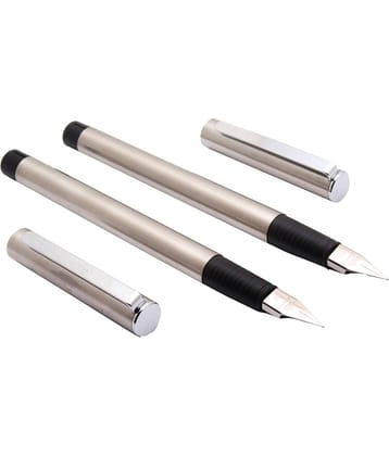 Set Of 2 - Jinhao 35 Steel Body Fountain Pen Fine Nib & Converter