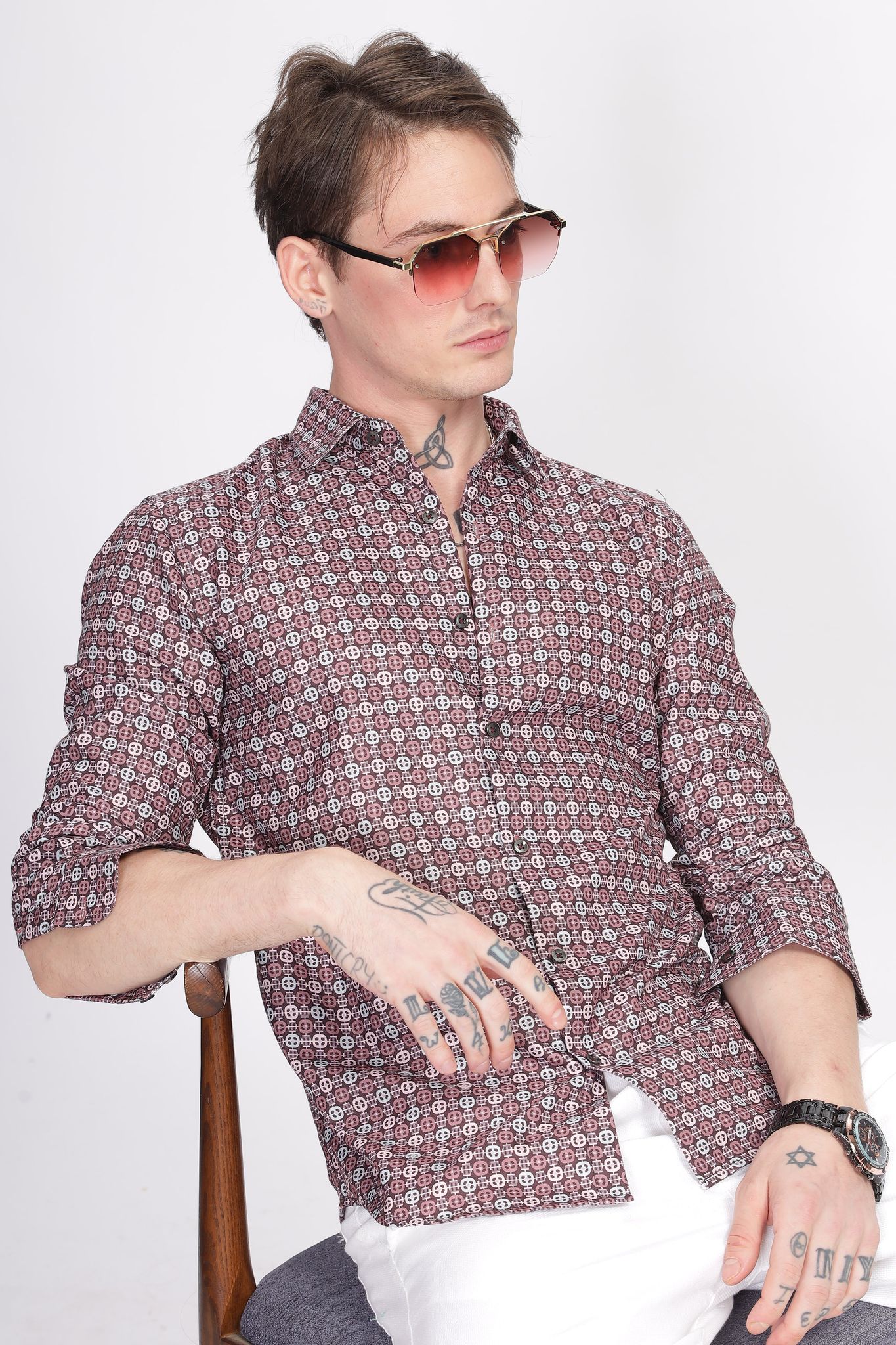 Bloom Floral Brown Printed Shirt-S