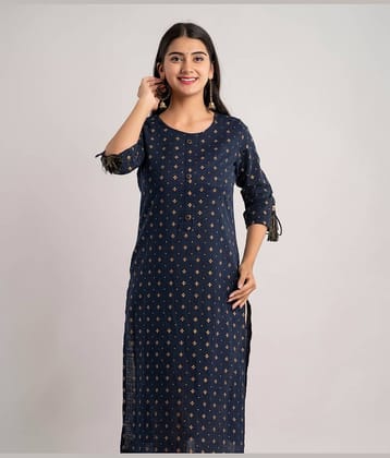 MAUKA - Blue Rayon Women's Straight Kurti ( Pack of 1 )