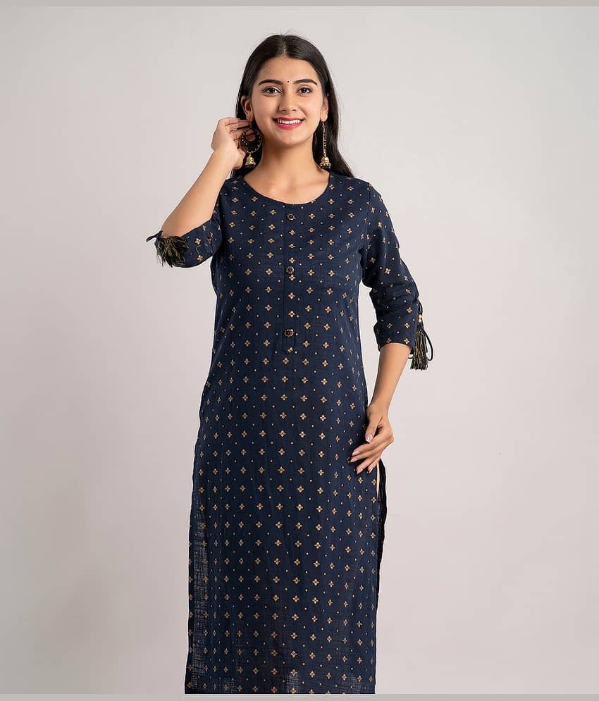 MAUKA - Blue Rayon Women's Straight Kurti ( Pack of 1 )