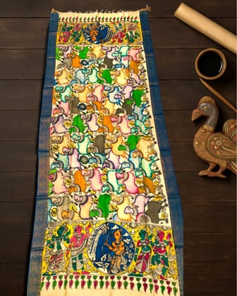 Syaahi Mangalagiri Silk Playful Multi Color Dupatta