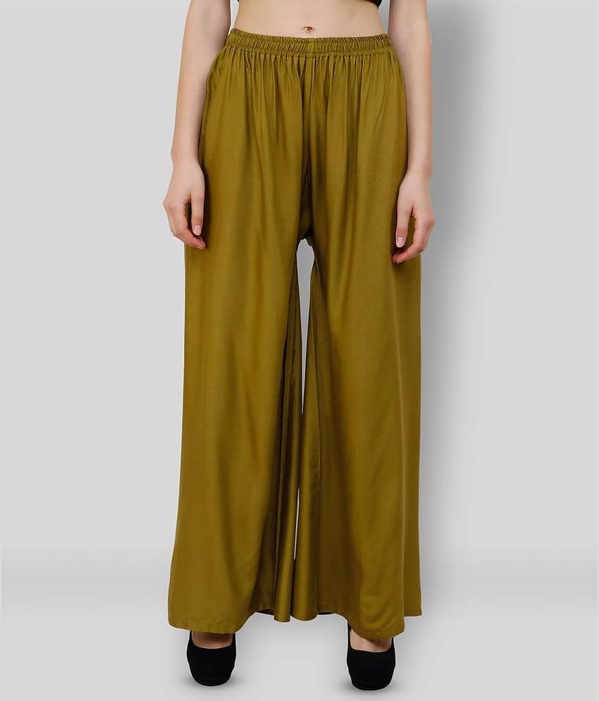 Aadrika - Green Rayon Flared Women's Palazzos ( Pack of 1 )