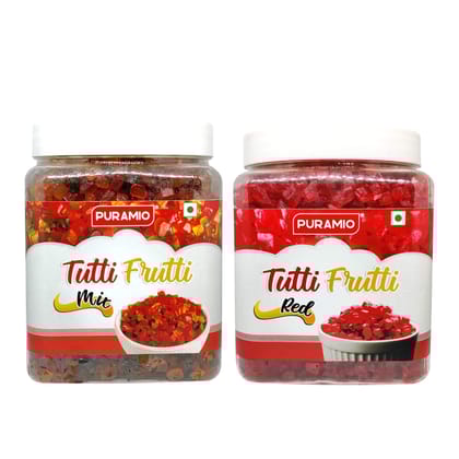 Puramio Combo of Tutti Frutti - Mix & Red, 800 gm Each - Pack of 2